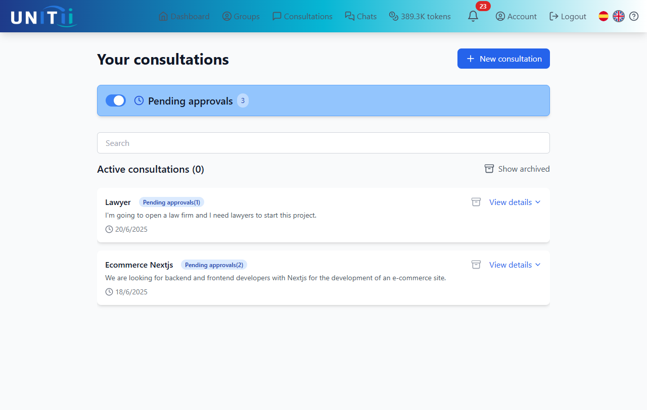 image of a unitii webapp